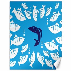 Blue Fish Tuna Sea Beach Swim White Predator Water Canvas 36  X 48   by Mariart