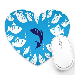 Blue Fish Tuna Sea Beach Swim White Predator Water Heart Mousepads by Mariart