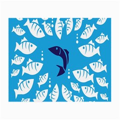 Blue Fish Tuna Sea Beach Swim White Predator Water Small Glasses Cloth (2-side) by Mariart