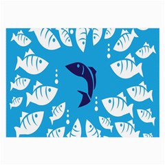 Blue Fish Tuna Sea Beach Swim White Predator Water Large Glasses Cloth (2-side)