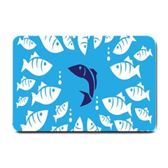 Blue Fish Tuna Sea Beach Swim White Predator Water Small Doormat  by Mariart