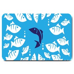 Blue Fish Tuna Sea Beach Swim White Predator Water Large Doormat  by Mariart