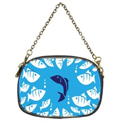 Blue Fish Tuna Sea Beach Swim White Predator Water Chain Purses (one Side)  by Mariart