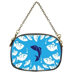 Blue Fish Tuna Sea Beach Swim White Predator Water Chain Purses (two Sides)  by Mariart