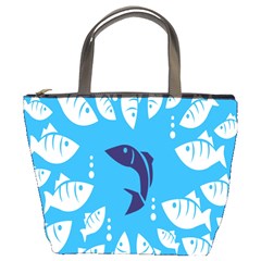 Blue Fish Tuna Sea Beach Swim White Predator Water Bucket Bags by Mariart