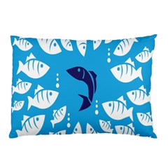 Blue Fish Tuna Sea Beach Swim White Predator Water Pillow Case by Mariart