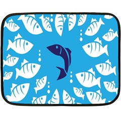 Blue Fish Tuna Sea Beach Swim White Predator Water Fleece Blanket (mini)