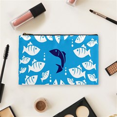 Blue Fish Tuna Sea Beach Swim White Predator Water Cosmetic Bag (medium)  by Mariart