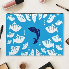 Blue Fish Tuna Sea Beach Swim White Predator Water Cosmetic Bag (xl) by Mariart