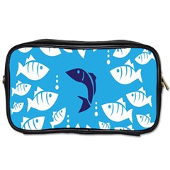 Blue Fish Tuna Sea Beach Swim White Predator Water Toiletries Bags by Mariart