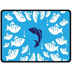 Blue Fish Tuna Sea Beach Swim White Predator Water Fleece Blanket (large)  by Mariart