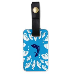 Blue Fish Tuna Sea Beach Swim White Predator Water Luggage Tags (one Side)  by Mariart