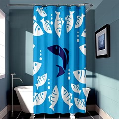 Blue Fish Tuna Sea Beach Swim White Predator Water Shower Curtain 36  X 72  (stall)  by Mariart