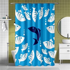 Blue Fish Tuna Sea Beach Swim White Predator Water Shower Curtain 48  X 72  (small)  by Mariart