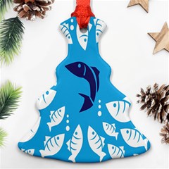 Blue Fish Tuna Sea Beach Swim White Predator Water Christmas Tree Ornament (two Sides) by Mariart