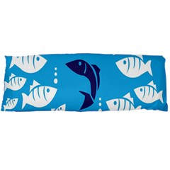 Blue Fish Tuna Sea Beach Swim White Predator Water Body Pillow Case Dakimakura (two Sides) by Mariart