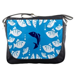 Blue Fish Tuna Sea Beach Swim White Predator Water Messenger Bags by Mariart