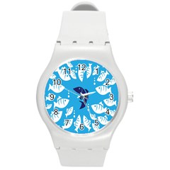 Blue Fish Tuna Sea Beach Swim White Predator Water Round Plastic Sport Watch (m)