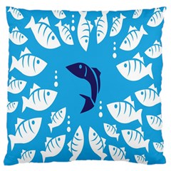 Blue Fish Tuna Sea Beach Swim White Predator Water Large Cushion Case (one Side) by Mariart