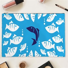 Blue Fish Tuna Sea Beach Swim White Predator Water Cosmetic Bag (xxl)  by Mariart