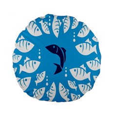 Blue Fish Tuna Sea Beach Swim White Predator Water Standard 15  Premium Round Cushions by Mariart