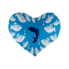 Blue Fish Tuna Sea Beach Swim White Predator Water Standard 16  Premium Heart Shape Cushions