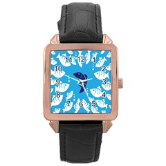 Blue Fish Tuna Sea Beach Swim White Predator Water Rose Gold Leather Watch  by Mariart