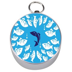 Blue Fish Tuna Sea Beach Swim White Predator Water Silver Compasses by Mariart