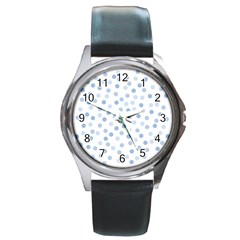 Bubble Balloon Circle Polka Blue Round Metal Watch by Mariart