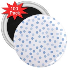 Bubble Balloon Circle Polka Blue 3  Magnets (100 Pack)