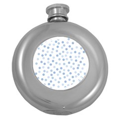 Bubble Balloon Circle Polka Blue Round Hip Flask (5 Oz) by Mariart