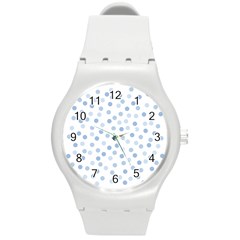 Bubble Balloon Circle Polka Blue Round Plastic Sport Watch (m) by Mariart