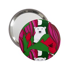 Animals White Bear Flower Floral Red Green 2 25  Handbag Mirrors