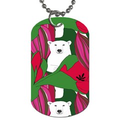 Animals White Bear Flower Floral Red Green Dog Tag (one Side)