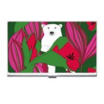 Animals White Bear Flower Floral Red Green Business Card Holders Front