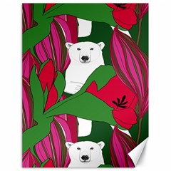 Animals White Bear Flower Floral Red Green Canvas 18  X 24   by Mariart