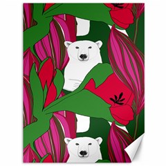 Animals White Bear Flower Floral Red Green Canvas 36  X 48   by Mariart