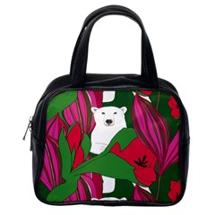 Animals White Bear Flower Floral Red Green Classic Handbags (one Side) by Mariart