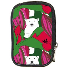 Animals White Bear Flower Floral Red Green Compact Camera Cases by Mariart