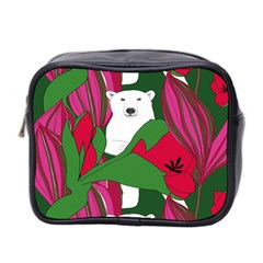 Animals White Bear Flower Floral Red Green Mini Toiletries Bag 2-side by Mariart