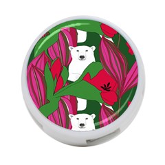 Animals White Bear Flower Floral Red Green 4-port Usb Hub (one Side) by Mariart