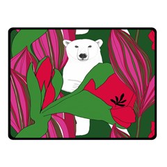 Animals White Bear Flower Floral Red Green Fleece Blanket (small) by Mariart