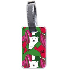 Animals White Bear Flower Floral Red Green Luggage Tags (one Side)  by Mariart