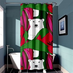 Animals White Bear Flower Floral Red Green Shower Curtain 36  X 72  (stall)  by Mariart