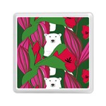 Animals White Bear Flower Floral Red Green Memory Card Reader (Square)  Front