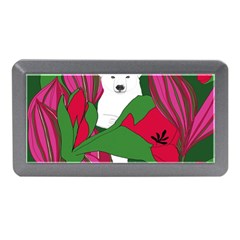 Animals White Bear Flower Floral Red Green Memory Card Reader (mini) by Mariart