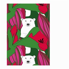 Animals White Bear Flower Floral Red Green Small Garden Flag (two Sides)