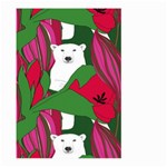 Animals White Bear Flower Floral Red Green Large Garden Flag (Two Sides) Front