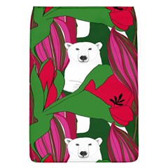 Animals White Bear Flower Floral Red Green Flap Covers (l)  by Mariart