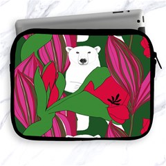 Animals White Bear Flower Floral Red Green Apple Ipad 2/3/4 Zipper Cases by Mariart